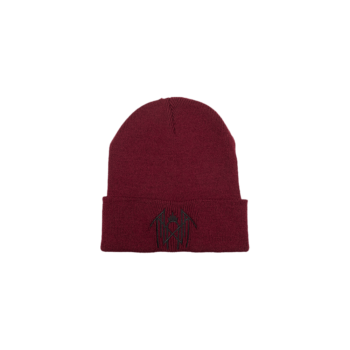 Embroidered Emblem Beanie – Burgundy